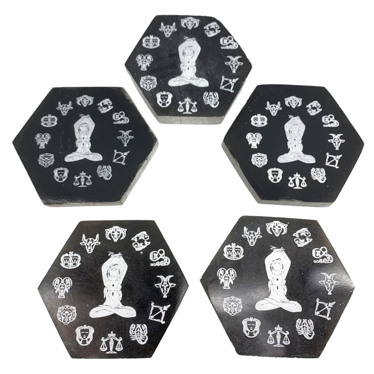 Selenite Zodiac Plate Hexagon