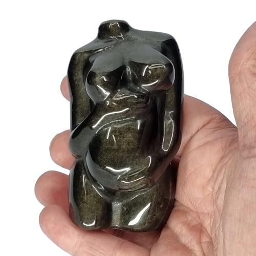 Goldsheen obsidian pregnant figure
