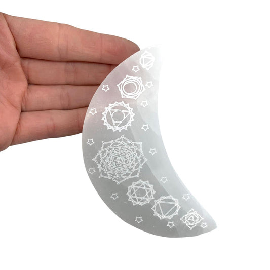 Selenite Chakra Moon Plate