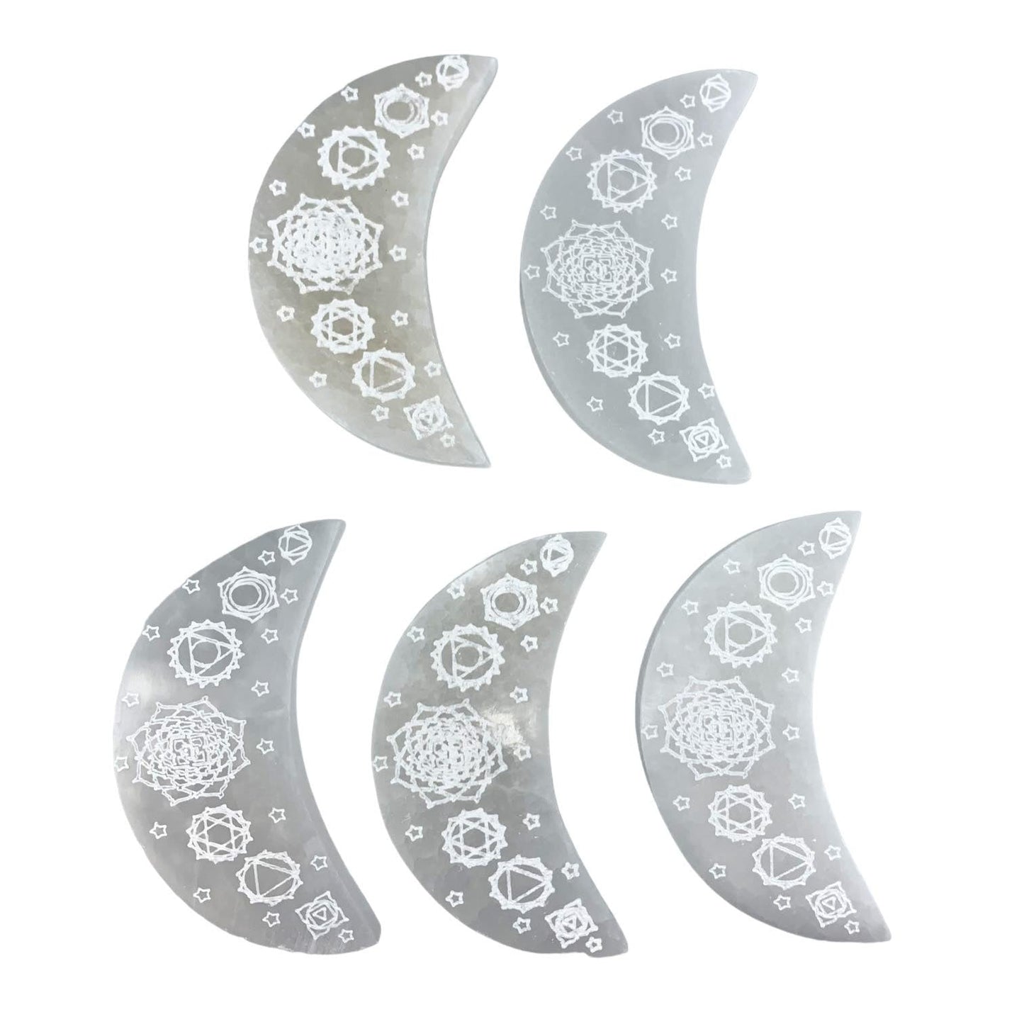 Selenite Chakra Moon Plate