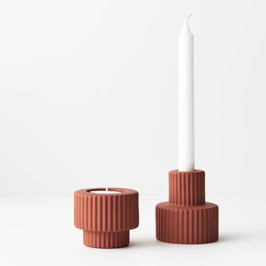 Palina Candle Holders in Terracotta