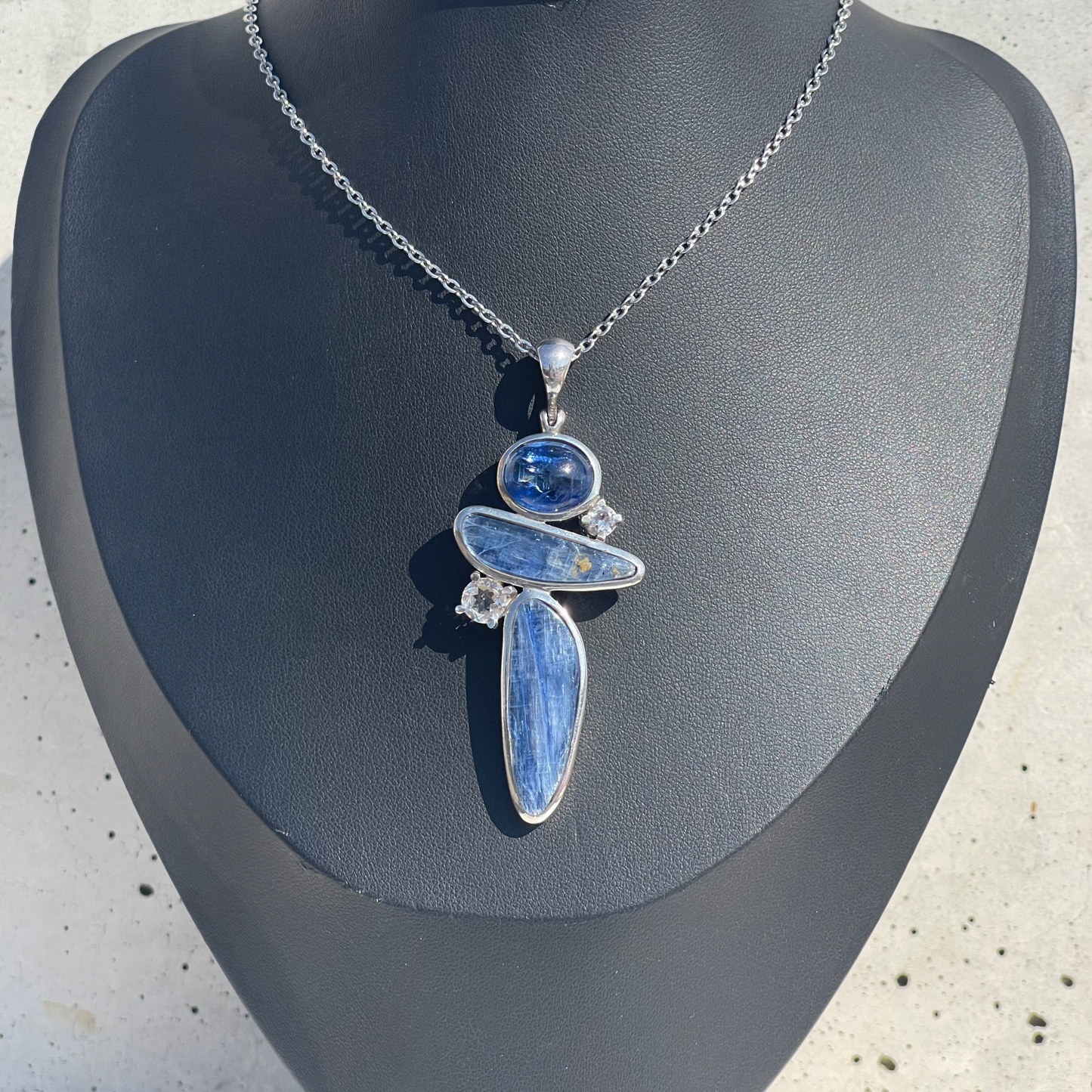 Blue Kyanite and Quartz Pendant