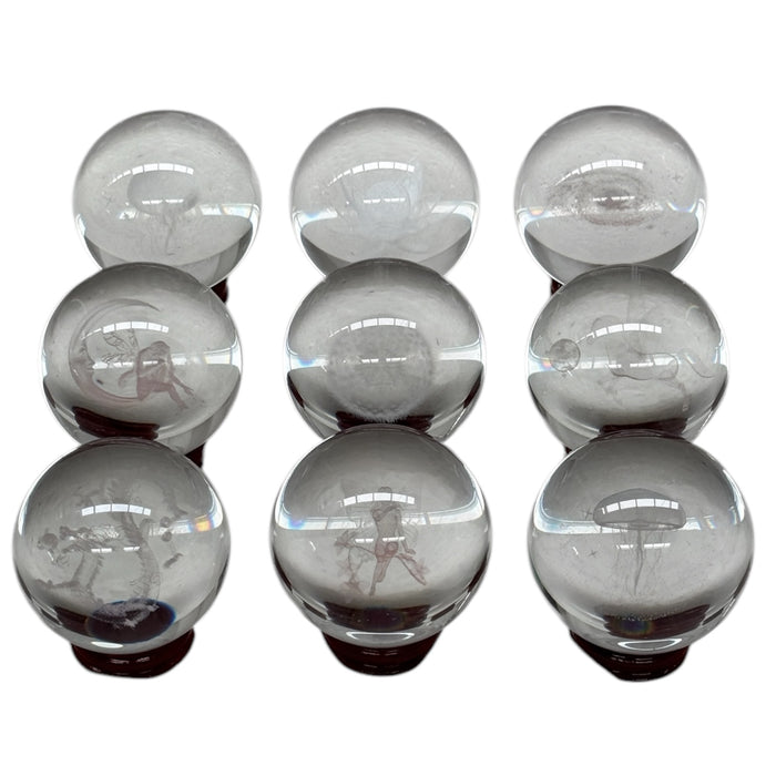 3D Glass Crystal Sphere with Etched Fairy Moon