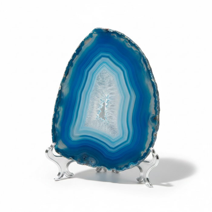 Blue agate stone on a white background