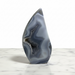 Kindred Crystal Collective — Agate Druzy Flame, polished grey banded agate flame with dark druzy cavity, variant 1 full view on white background