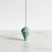 Natural light amazonite faceted pendulum in soft blue-green tones, used for dowsing and calm communication