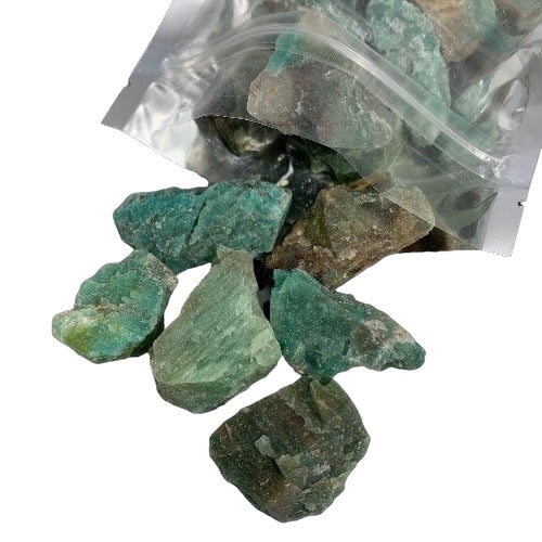Kindred Crystal Collective — Amazonite Rough 500g, soft blue-green raw amazonite chunks