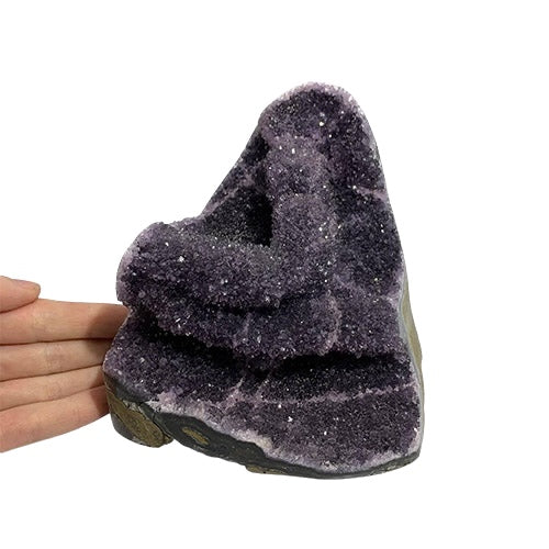 Kindred Crystal Collective — Amethyst Cluster, natural amethyst crystal cluster with deep violet quartz points on natural matrix base, 12.5x10x12.3cm