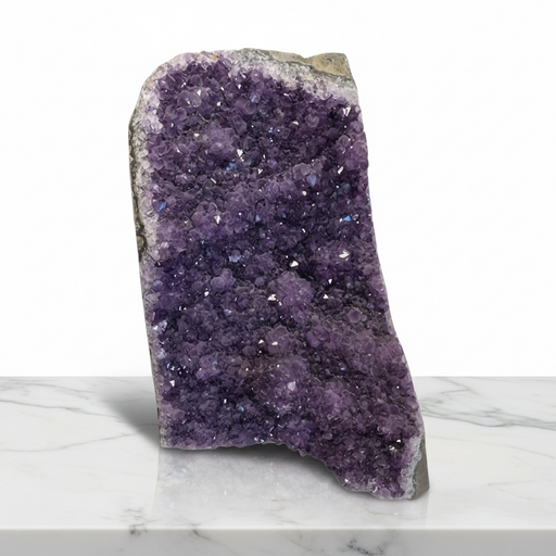 Kindred Crystal Collective — Amethyst Cluster, large natural amethyst crystal cluster with deep purple quartz points on natural matrix base, 22cm tall