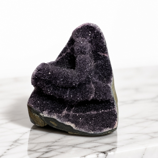 Kindred Crystal Collective — Amethyst Cluster, natural amethyst crystal cluster with deep violet quartz points on natural matrix base, 12.5x10x12.3cm