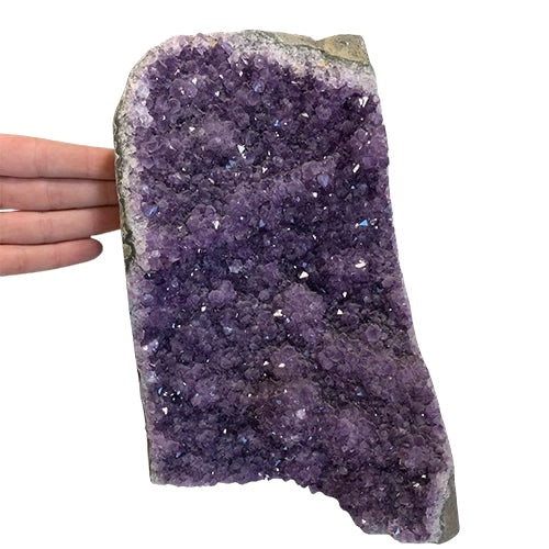 Kindred Crystal Collective — Amethyst Cluster, large natural amethyst crystal cluster with deep purple quartz points on natural matrix base, 22cm tall