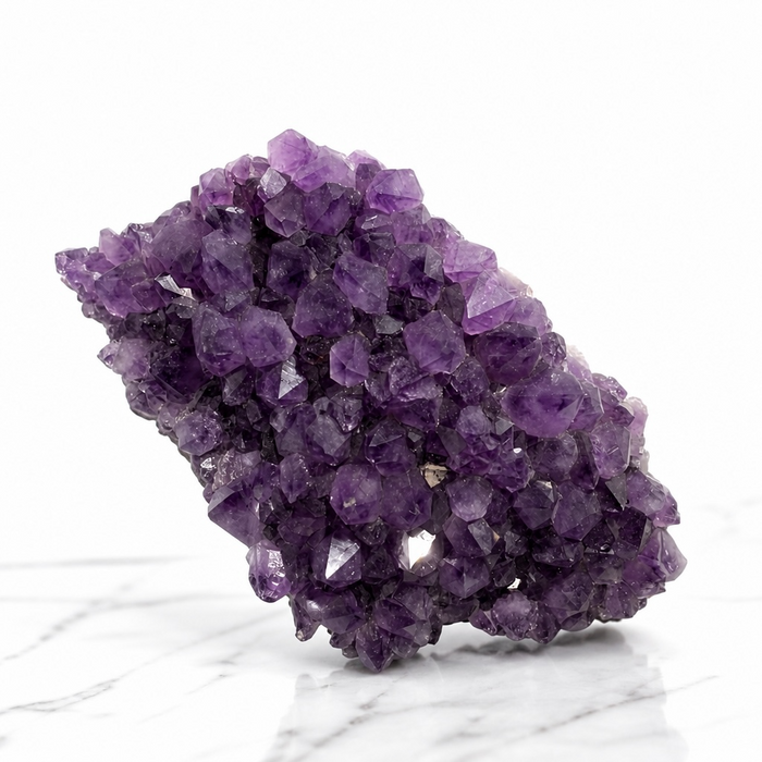 Kindred Crystal Collective — Amethyst Cluster, large natural amethyst cluster with broad flat formation of deep violet quartz points, 28.5x17cm