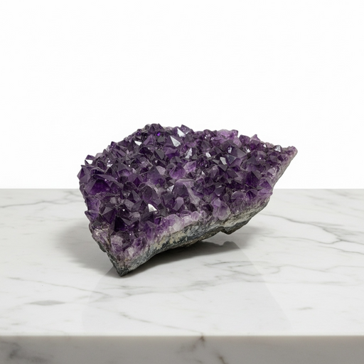 Kindred Crystal Collective — Amethyst Cluster, large deep purple raw amethyst crystal cluster on white background