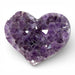 Kindred Crystal Collective — Amethyst Cluster Heart, natural Amethyst druzy heart showing soft lavender and violet crystal facets with strong natural lustre, angled view