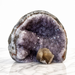Kindred Crystal Collective — Amethyst Geode With Calcite Inclusion, natural amethyst geode with deep violet quartz points and white calcite formation at base, 17.5x13cm