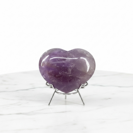Kindred Crystal Collective — Amethyst Heart, polished deep purple amethyst heart, white background