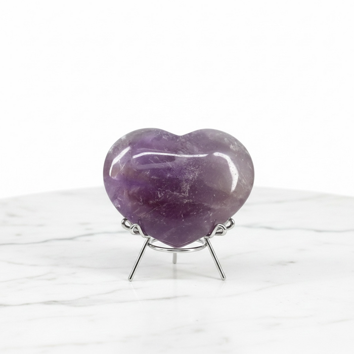 Kindred Crystal Collective — Amethyst Heart, polished deep purple amethyst heart, white background