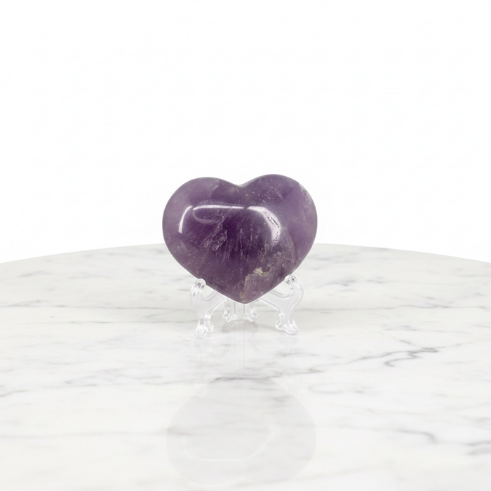 Kindred Crystal Collective — Amethyst Heart, polished deep purple amethyst heart with natural inclusions, white background