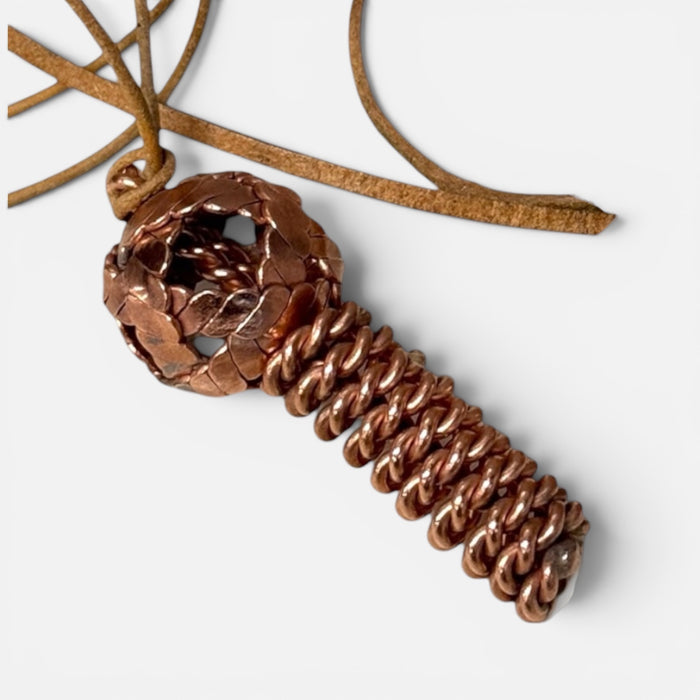 Kindred Crysral Collective - Handcrafted copper amulet with acuvac coil pendant on adjustable waxed cord, inspired by sacred geometry and orgonite energy work