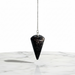 Natural astrophyllite faceted pendulum with dark base and golden-bronze metallic inclusions, used for dowsing and energy work