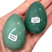Kindred Crystal Collective — Aventurine Egg, two polished green aventurine eggs from Brazil, size reference held in open palm