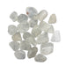 Kindred Crystal Collective — Azeztulite Tumbled 2–2.5cm, large group of small polished white to pale grey quartz stones with smooth waxy finish on white background