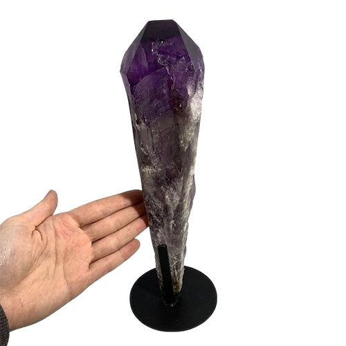 Kindred Crystal Collective — Bahia Amethyst Point, tall natural amethyst point from Bahia Brazil with deep violet colouring and polished termination, 28cm