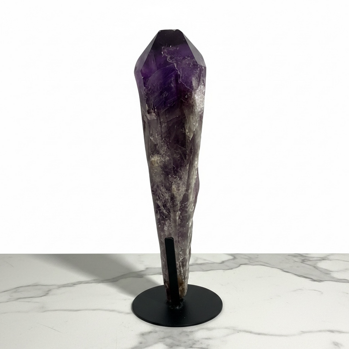 Kindred Crystal Collective — Bahia Amethyst Point, tall natural amethyst point from Bahia Brazil with deep violet colouring and polished termination, 28cm