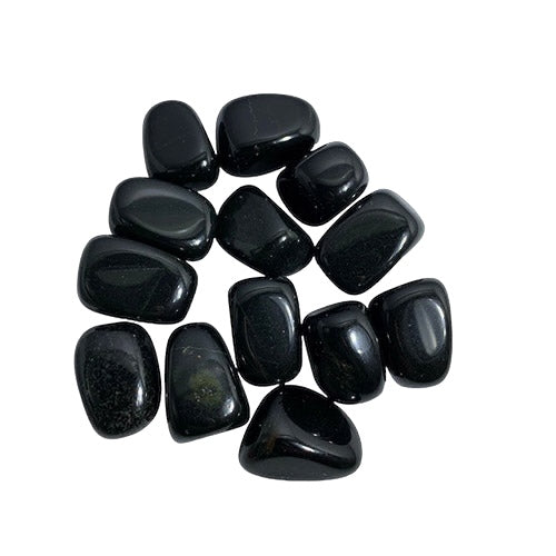 Kindred Crystal Collective — Black Jade Tumbled 2–2.5cm, deep lustrous black jade tumbled stone on white background