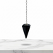 Natural black obsidian faceted pendulum in deep glossy black volcanic glass, used for dowsing, protection and root chakra grounding
