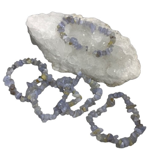 Blue Chalcedony Chip Bracelet 5 pack