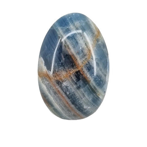 Natural blue onyx crystal egg in deep blue with smooth polished finish, for throat chakra healing, emotional calm and good fortune