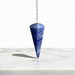 Blue Quartz Pendulum crystal on white background — soft blue translucent stone