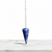 Blue Quartz Pendulum crystal on white background — soft blue translucent stone