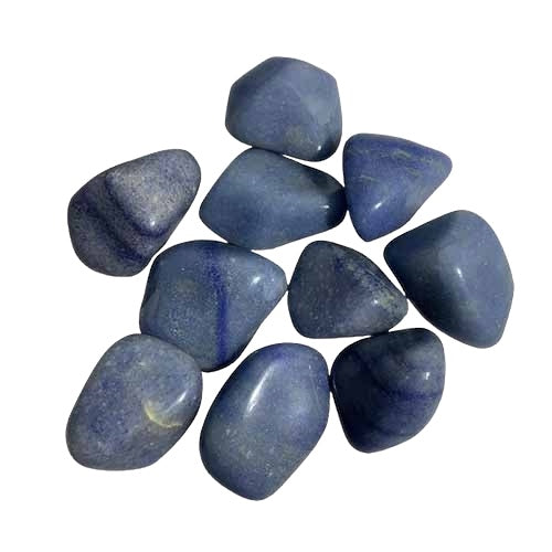 Kindred Crystal Collective — Blue Quartz Tumbled 3–3.5cm, soft hazy blue quartz tumbled stone on white background