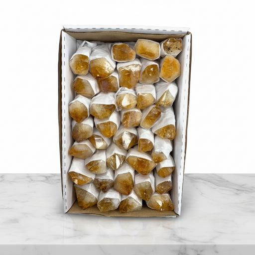 Kindred Crystal Collective — Citrine Rough Point Boxed, natural golden-yellow citrine rough point with raw unpolished texture, presented in gift box