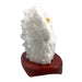 Kindred Crystal Collective — Clear Quartz Cluster Lamp, full view of tall clear quartz cluster on polished timber lamp base, white background