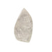 Clear quartz flame close-up showing natural inclusions and rainbow refractions within transparent crystal, a master healer stone for clarity and manifestation