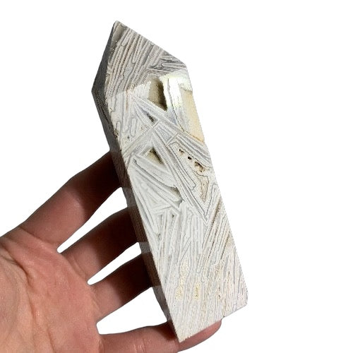 Crazy Lace White Agate Obelisk
