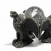 Triple Eagle Sphere Pewter Stand alternate angle showing intricate pewter eagle detailing | Kindred Crystal Collective