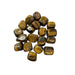 Kindred Crystal Collective — Gold Tiger Eye Tumbled Stones, sixteen polished warm golden-brown Tiger Eye tumbles showing silky chatoyant banding with high-gloss finish, white background