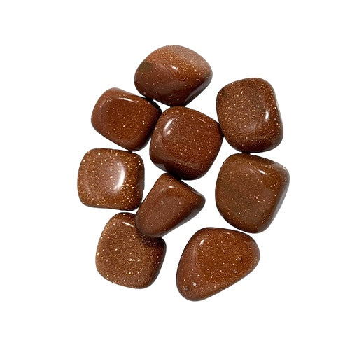 Kindred Crystal Collective — Goldstone Tumbled 2.5–3cm, polished copper-brown glass pieces with fine metallic sparkle