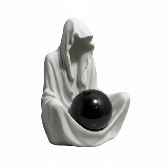 Hermit Resin Sphere Stand White | Kindred Crystal Collective
