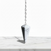 Howlite Pendulum crystal on white background — white stone with grey marble-like veining