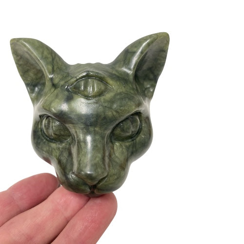 3rd Eye Chakra Jade Cat Head