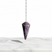 Natural lepidolite faceted pendulum in lilac-purple with mica shimmer, used for dowsing, crown chakra healing and inner peace