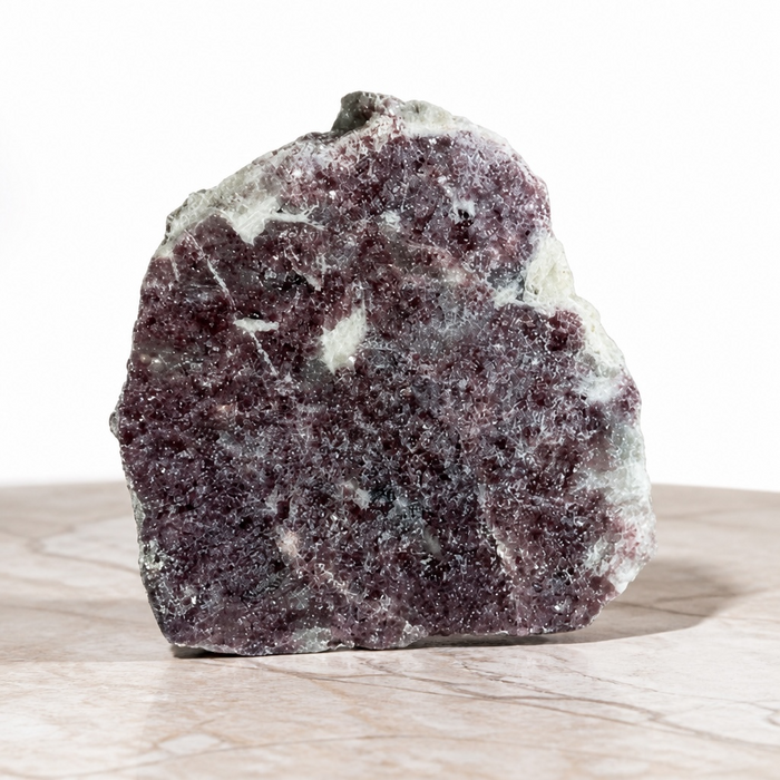 Kindred Crystal Collective — Lepidolite Polished Face Rough Piece, natural lepidolite specimen with polished face in soft lilac and lavender tones, Option 2