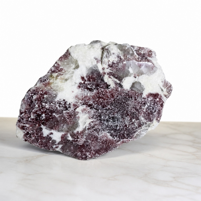 Kindred Crystal Collective — Lepidolite Polished Face Rough Piece, natural lepidolite lithium mica specimen with silky polished face and rough outer surface, Option 4