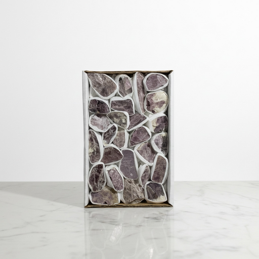 Kindred Crystal Collective — Lepidolite Rough Box, natural lepidolite rough specimen in soft lilac and lavender tones, presented in gift box
