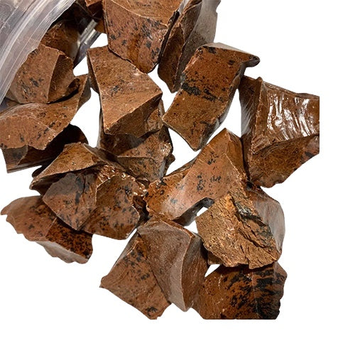 Kindred Crystal Collective — Mahogany Obsidian Rough 1KG, natural rough obsidian pieces with mahogany-brown tones and varied dark markings.
